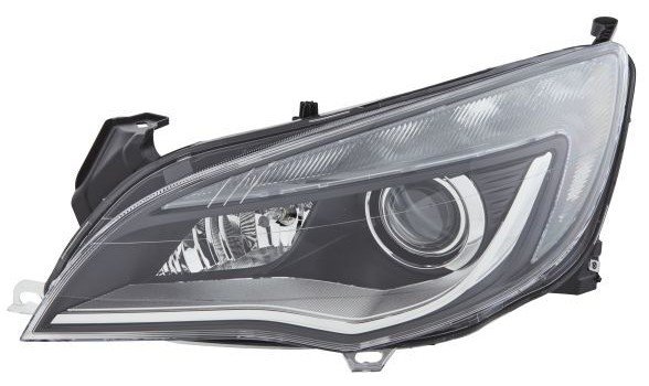 Hella priekšējais lukturis Opel / Vauxhall Astra J 2009–2015 (arī Sports Tourer, GTC), kreisā puse, Bi-Xenon. OE 1216223
