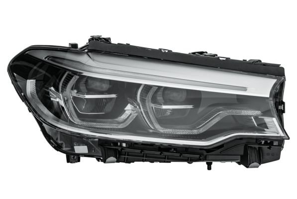 Priekšējais lukturis, labais, pilns LED (ar dinamisko līkumu apgaismojumu), BMW 5 (G30) 2017–2020, Hella