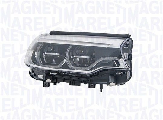 Priekšējais lukturis, labais, LED (ar dinamisko līkumu apgaismojumu), BMW 5 (G30) 2017–2020, Magneti Marelli