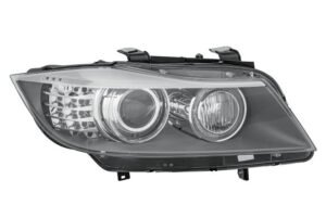 Priekšējais lukturis, labais, bi-ksenons (D1S/H7, ar dinamisko līkumu apgaismojumu, LED dienas gaitas lukturi), BMW 3 (E90, E91) 2008–2011, Hella