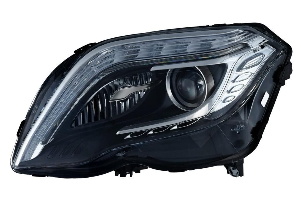 Priekšējais lukturis, kreisais, bi-ksenons (D1S, ar līkumu apgaismojumu), Mercedes-Benz GLK-klase (X204) 2008–2015, Hella